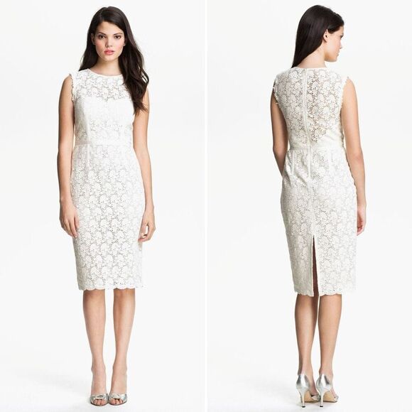 Jill Stuart Women's Illusion Yoke Lace Sheath Dress 0 Classy Lady Graduation - Picture 10 of 12